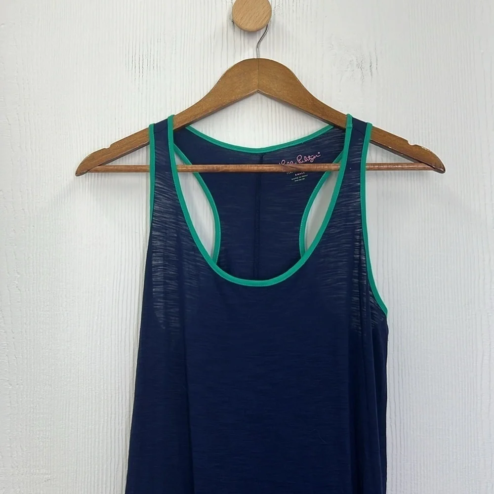 Lilly Pulitzer- Trena Navy With Green Trim Racerback Sleeveless Maxi Dress Small